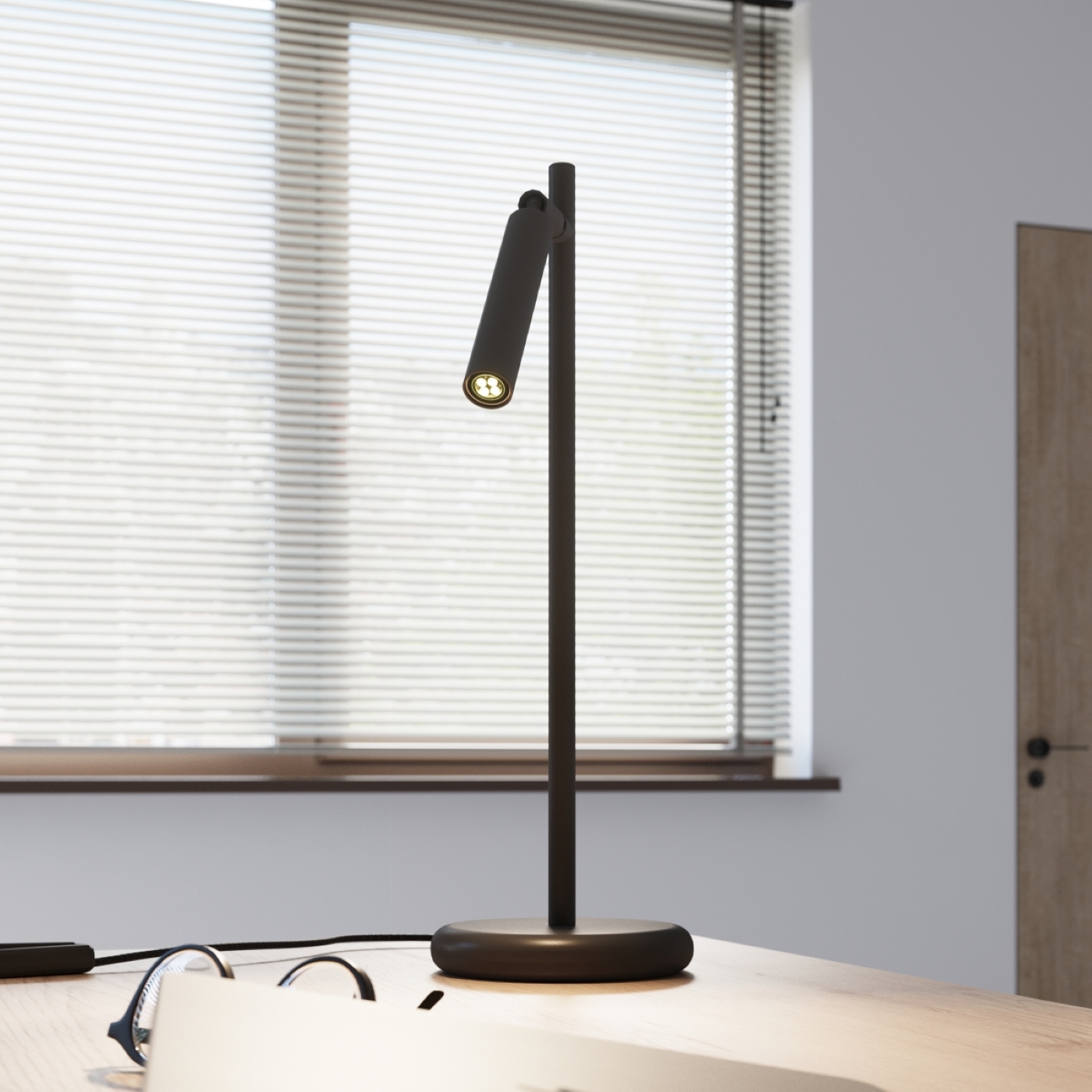 Vaslow Black Desk Lamp, Adjustable Spot, G9 Lamp Holder, 43cm Height