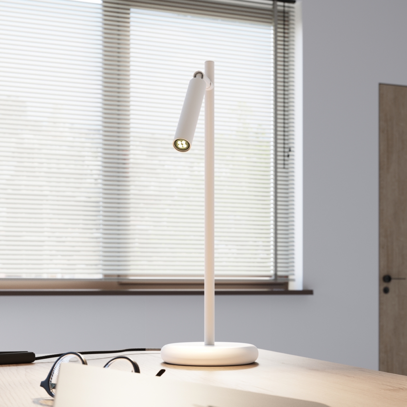 Vaslow White Desk Lamp, Adjustable Spot, G9 Lamp Holder, 43cm Height