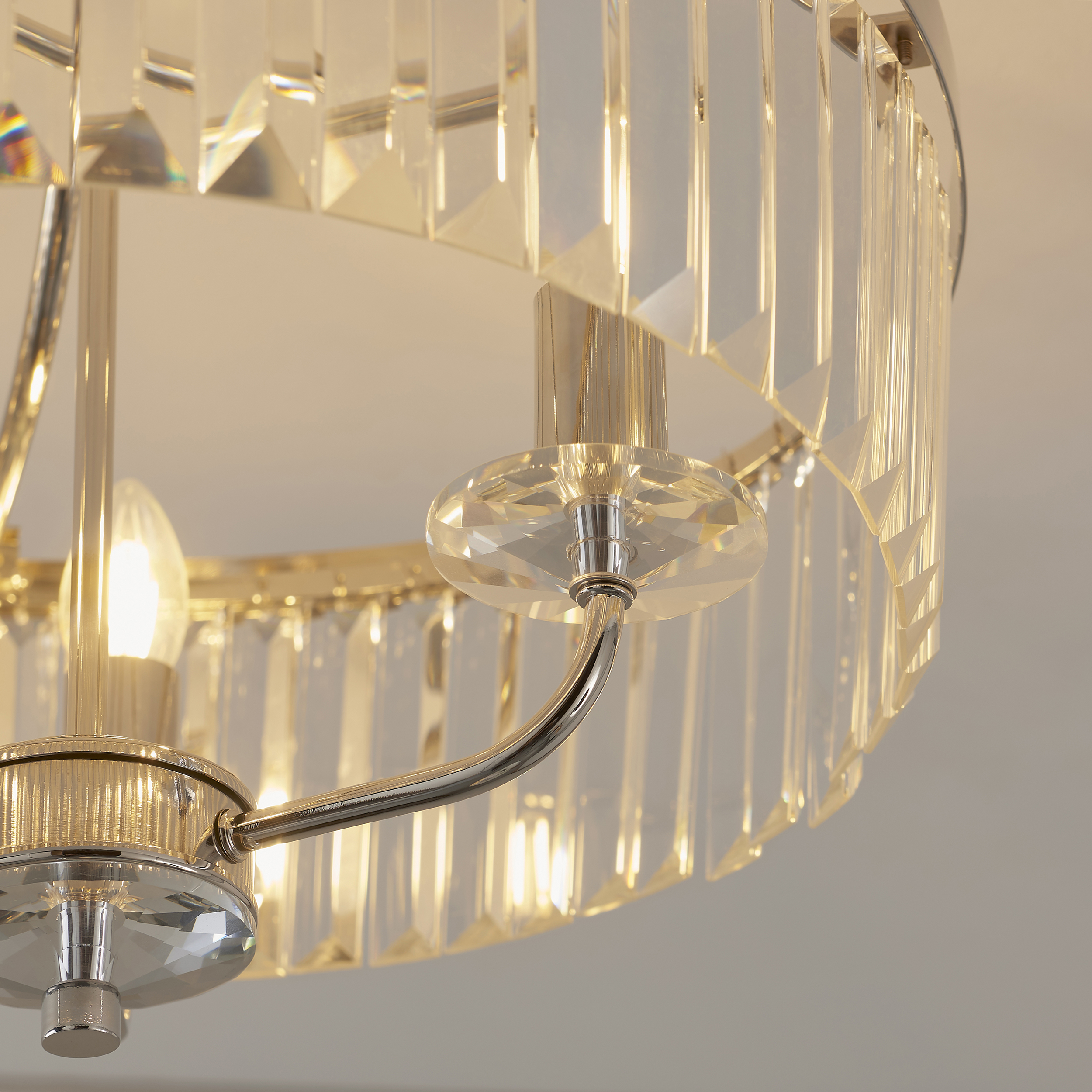 Quasar Semi-Flush Ceiling Lamp, Polished Nickel, 45cm — view 3