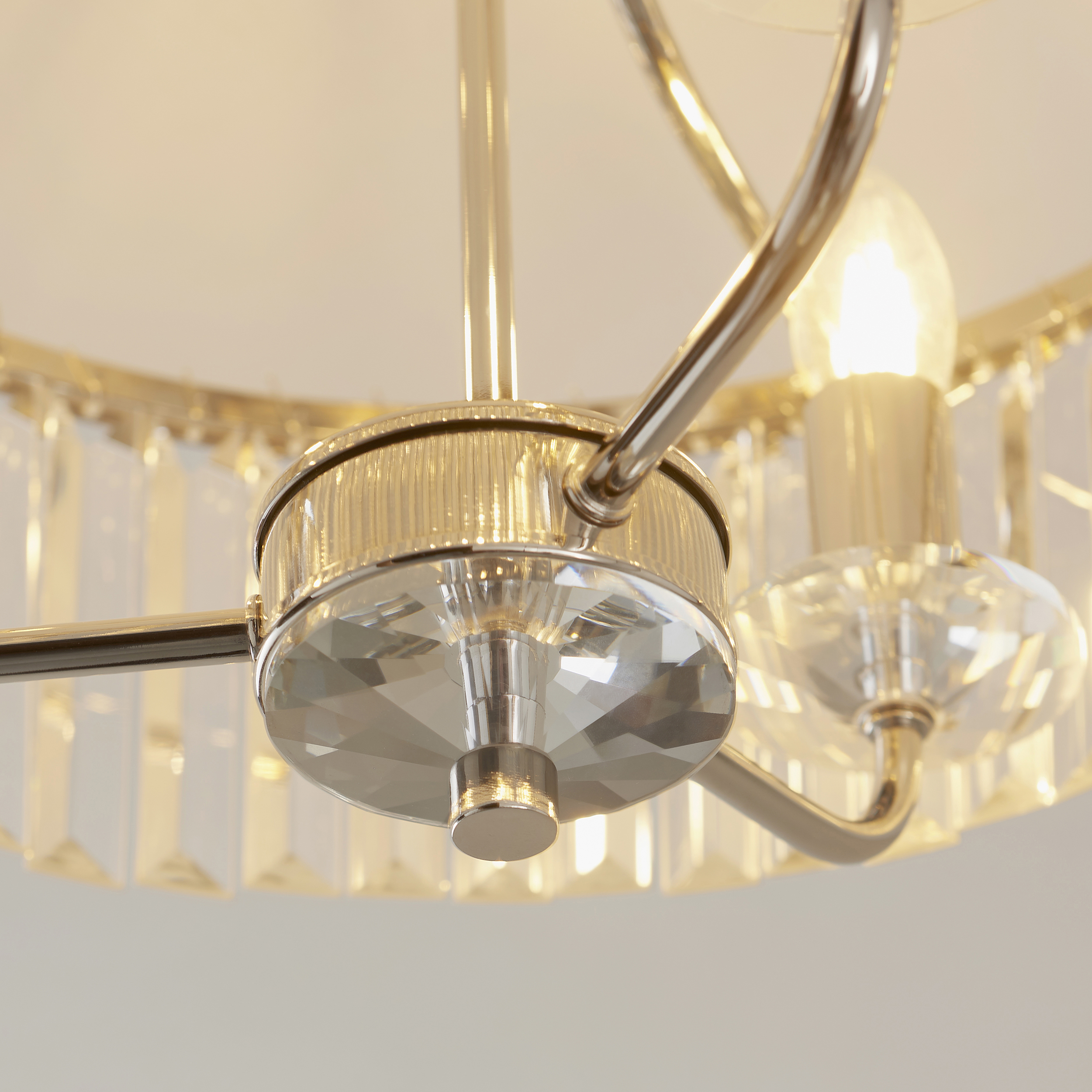 Quasar Semi-Flush Ceiling Lamp, Polished Nickel, 45cm — view 4