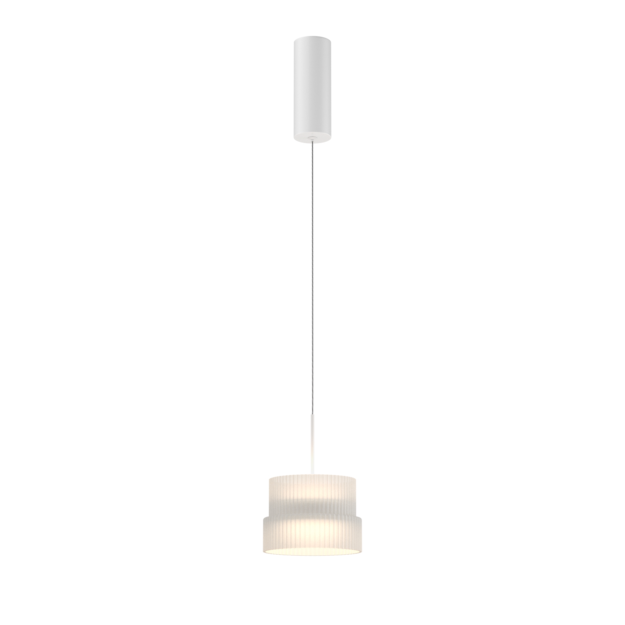Scala White Single LED Pendant Light, Glass, Metal, 12W LED, 3000k, 14.8cm Diameter