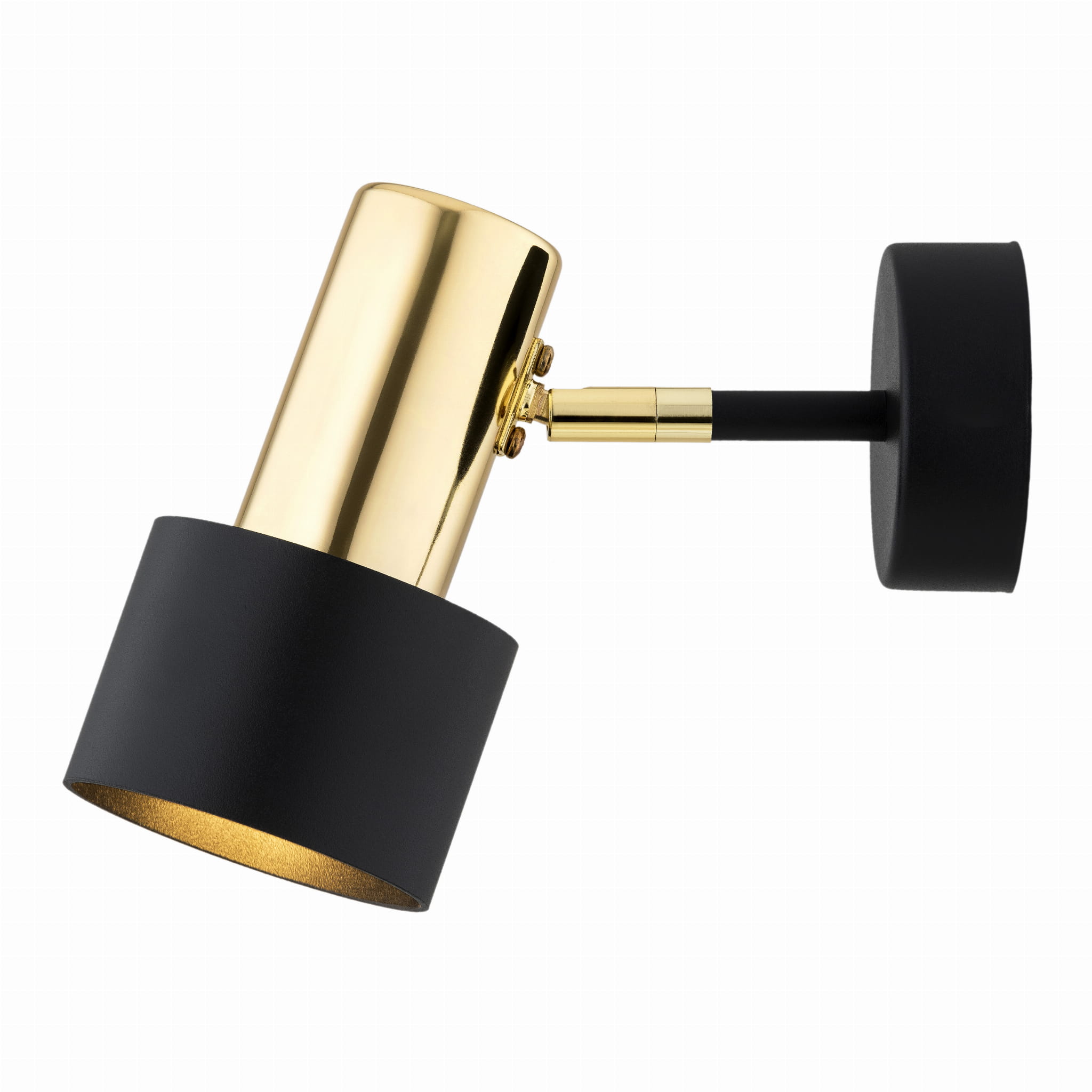 Oria Black Wall Spotlight, 1 Lamp, Brass Detail, Adjustable, Ceiling Mountable — view 4