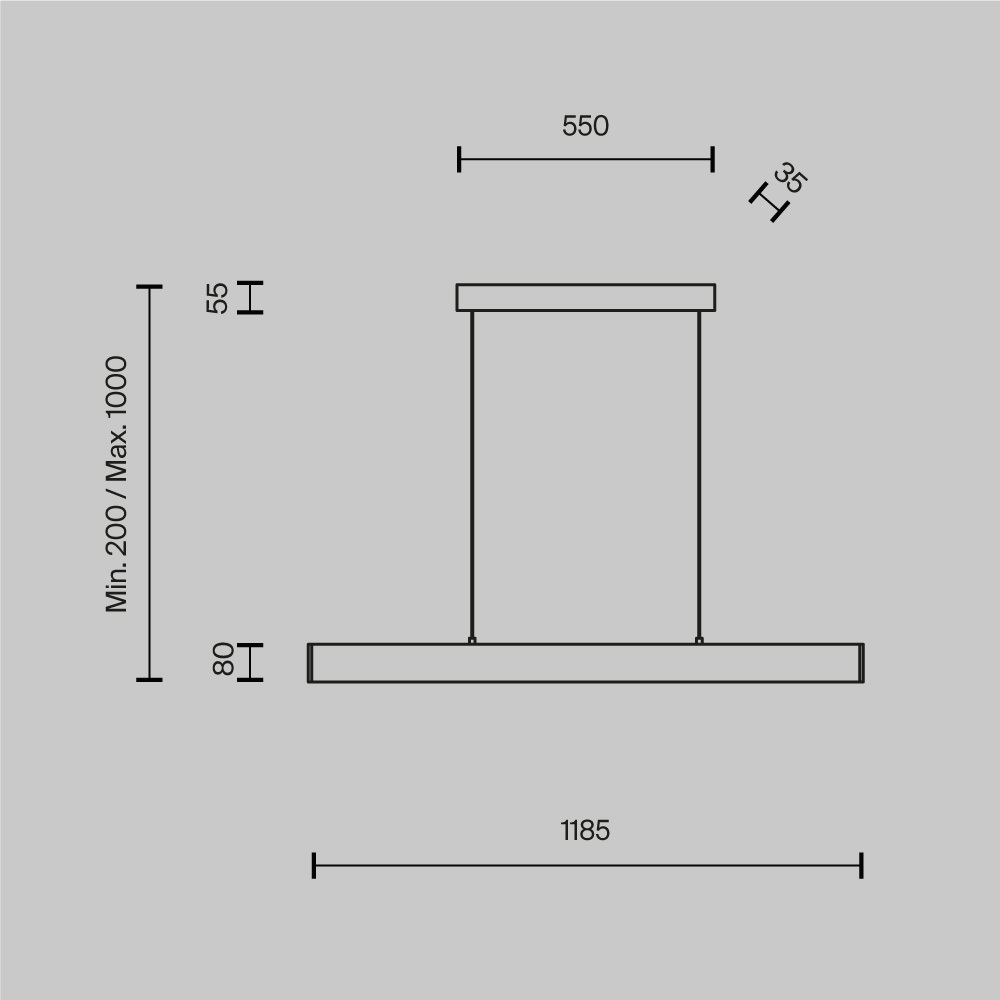 Step LED Linear Pendant Lamp, Gold Metal, 30W, Warm White 3000K, 118.50cm Length — view 4
