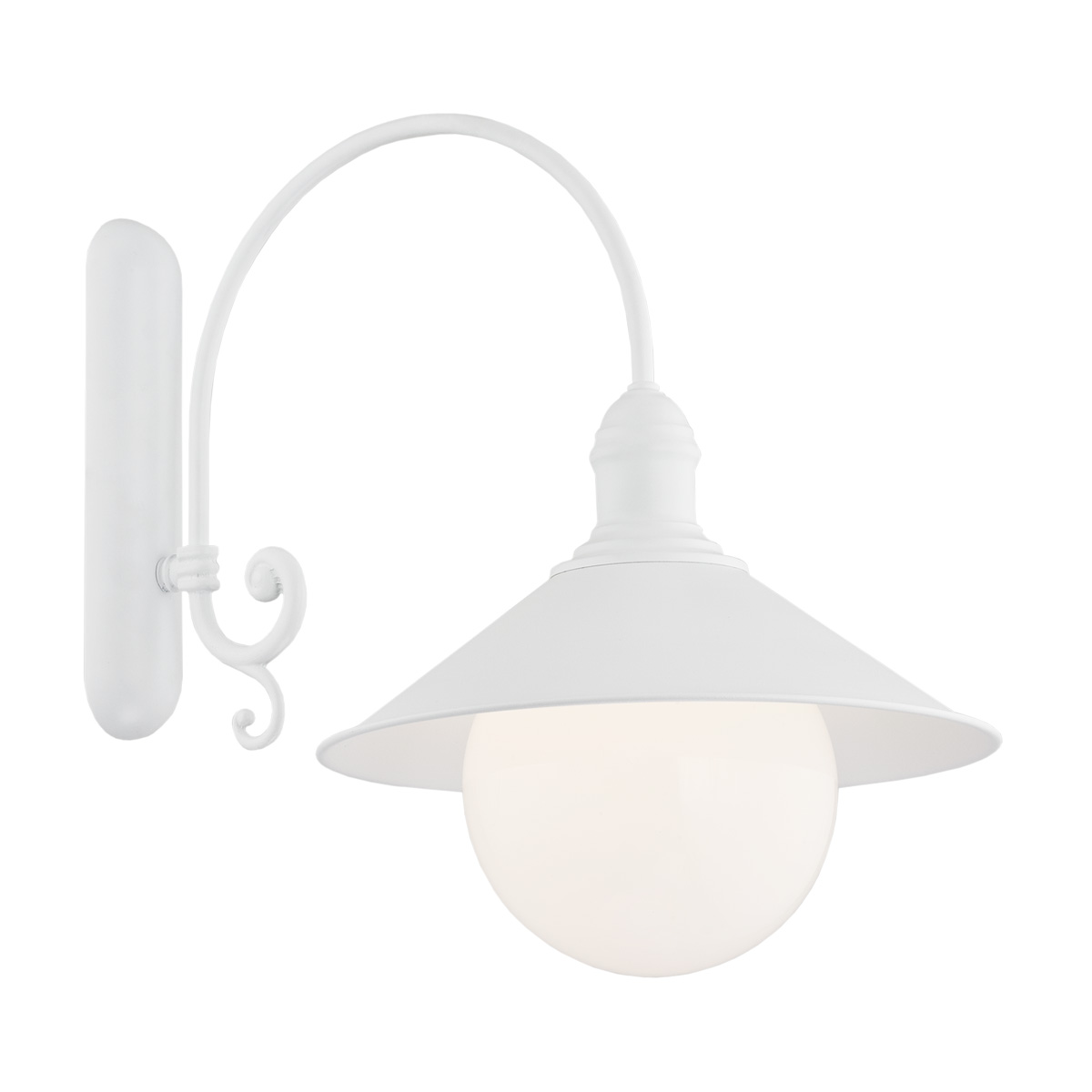 Terba Outdoor Wall Light, Curved Arm, White, IP44
