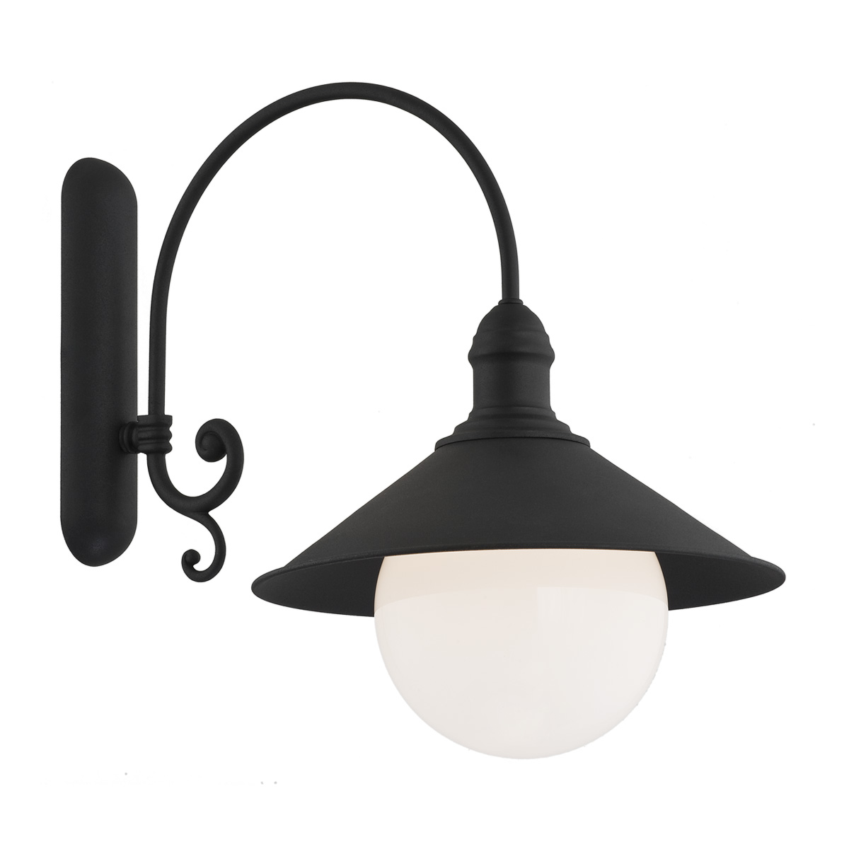 Terba Outdoor Wall Lamp, Curved Arm, Black, IP44