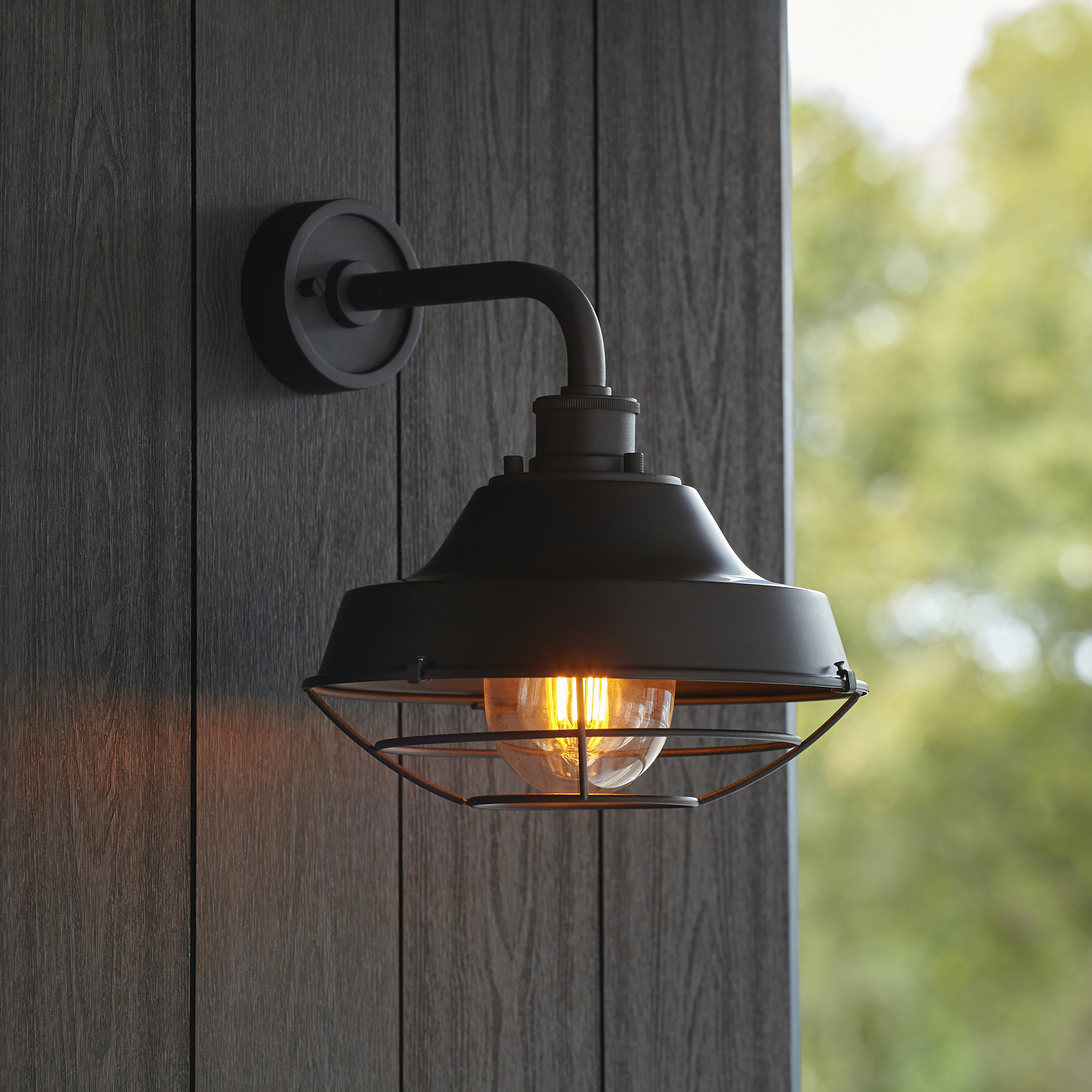 Cipher Caged Outdoor Wall Light, Black, IP44