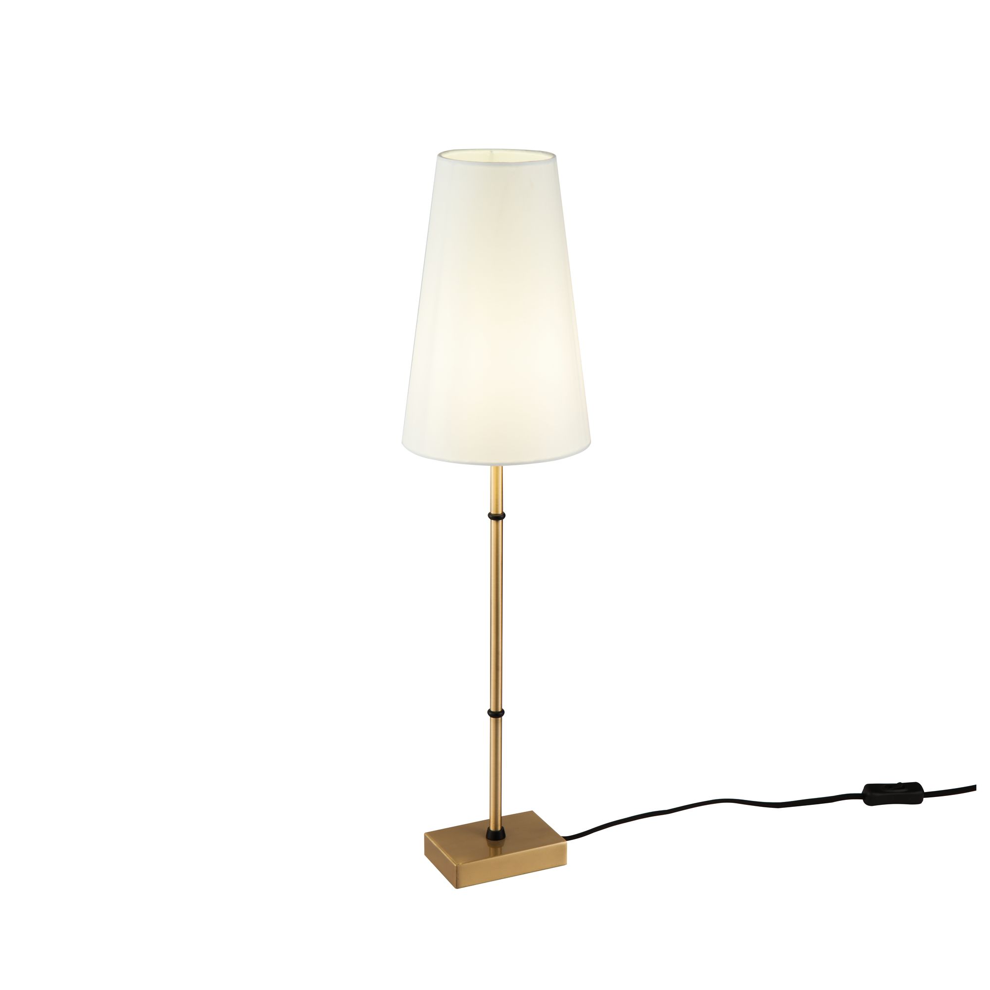 Zaragoza Table lamp, Brass Metal, White Fabric Shade, 60cm Height